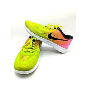 Nike Free RN 2018 Olympic Collection Shoes Mens Sz 12 Yellow Pink Trainers
